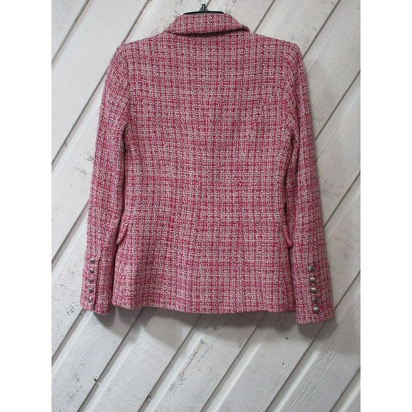 L'AGENCE Kenzie Tweed Double-Breasted Blazer in Pink Size 2 B702 Damaged - Picture 7 of 14